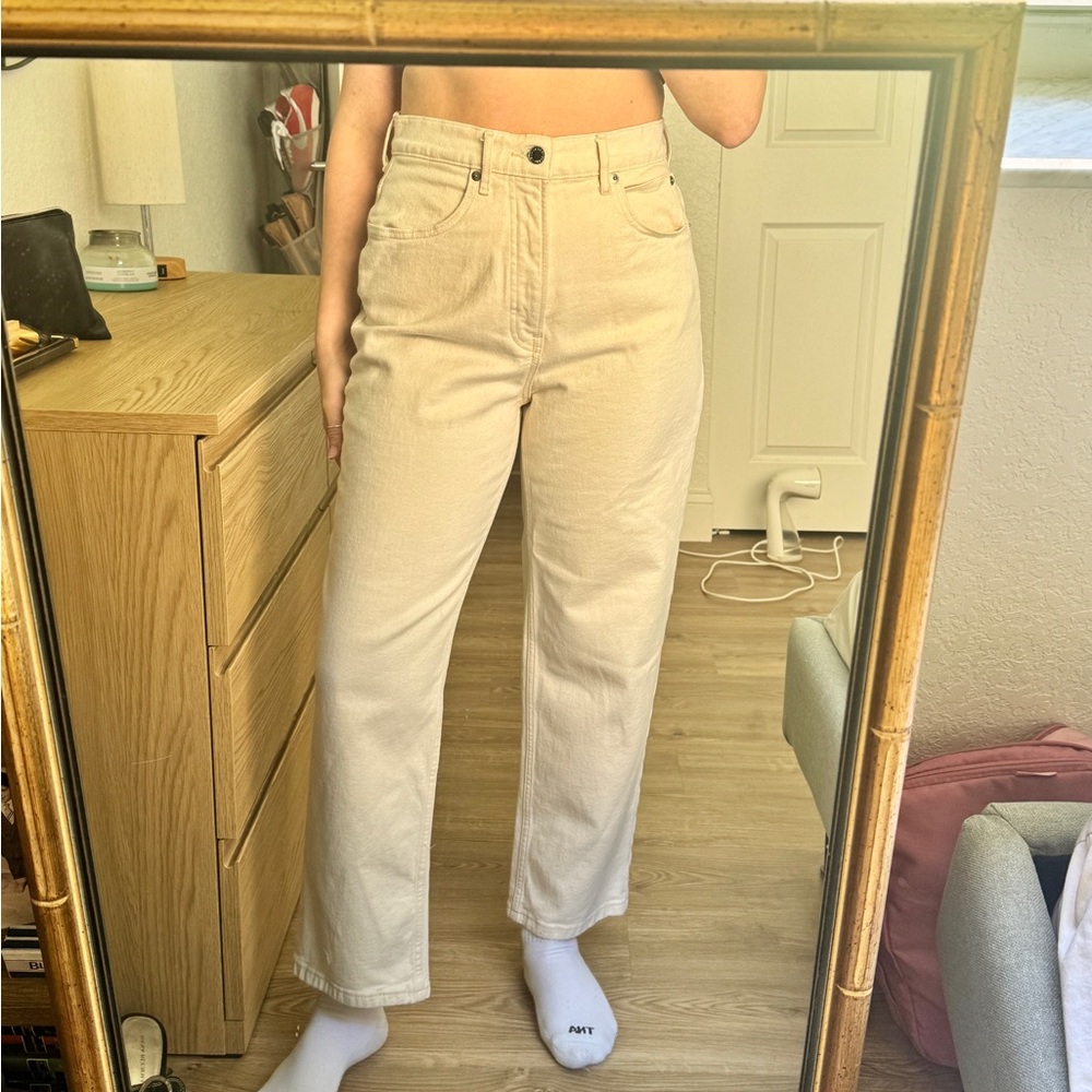 Everlane High-Waist Straight Leg Cream Jeans- Size 28 - Picture 10 of 16